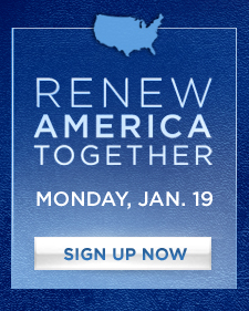 Renewing America Today -- the Obama-Biden call to service on Martin Luther King Jr. Day